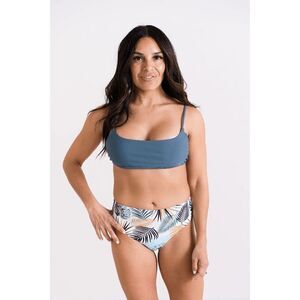 NWT Set Women's Two-Piece Scoop Bralette Top Tropical Midrise Bottom Swimsuit Si